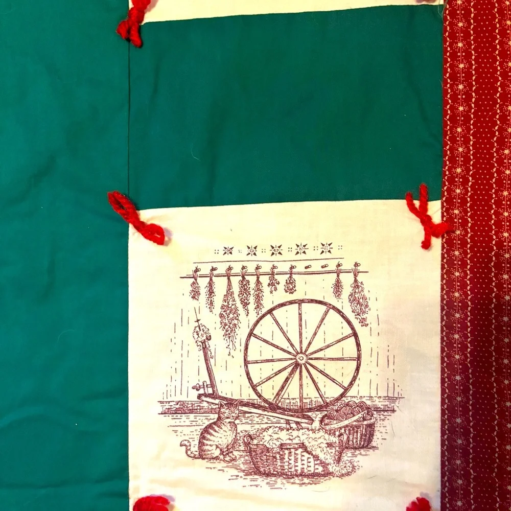 Festive Beautiful Handmade Holiday Quilt with several different holiday scenes